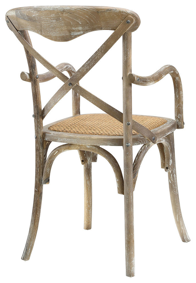 Modern Urban Contemporary Dining Armchair, Gray Wood