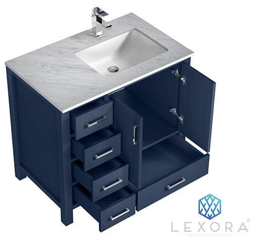 Jacques 36" Vanity Cabinet Only, Navy Blue, Right