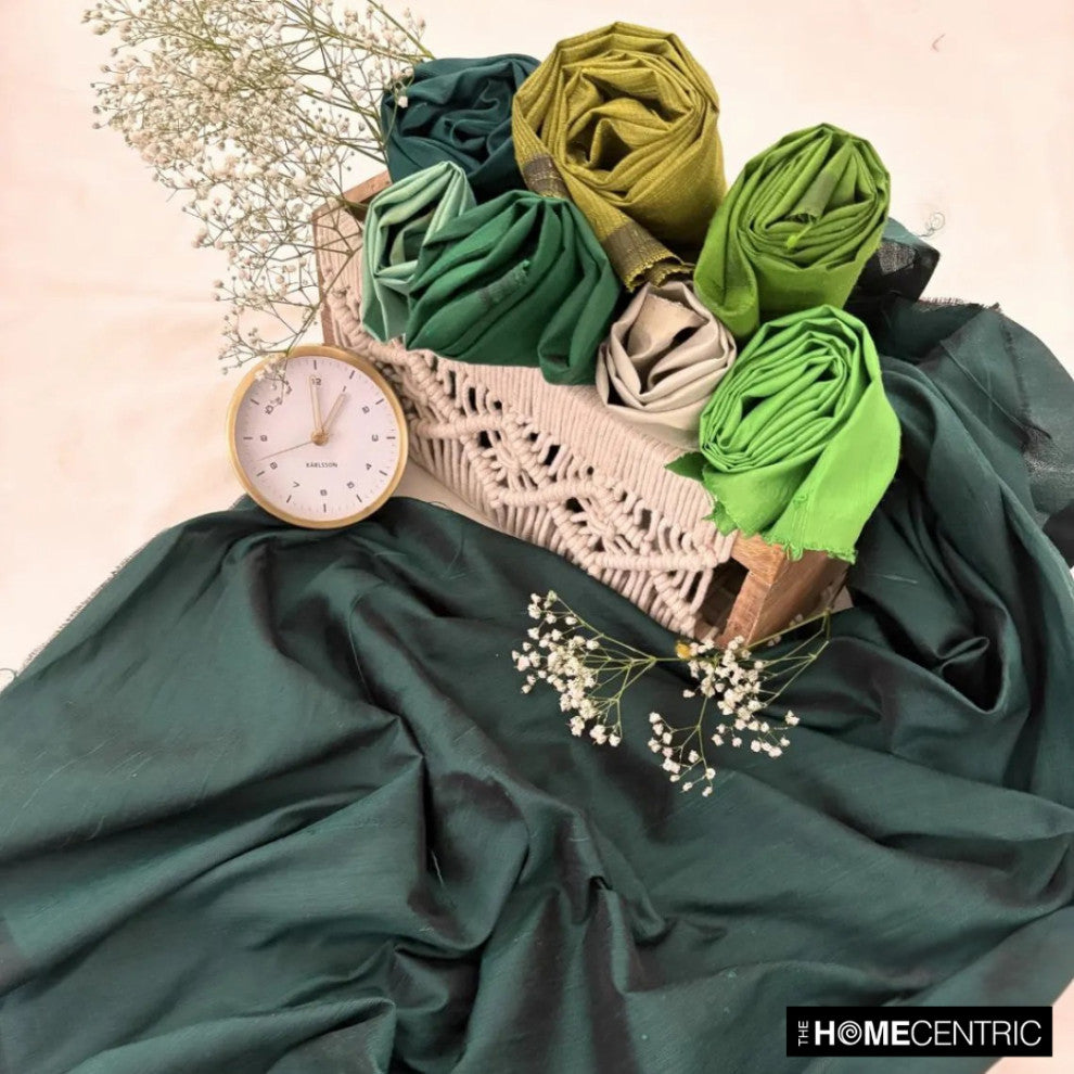 Dark Green Silk Dupioni Fabric By The Yard, 4 Yards For Curtain, Dress Wholesale