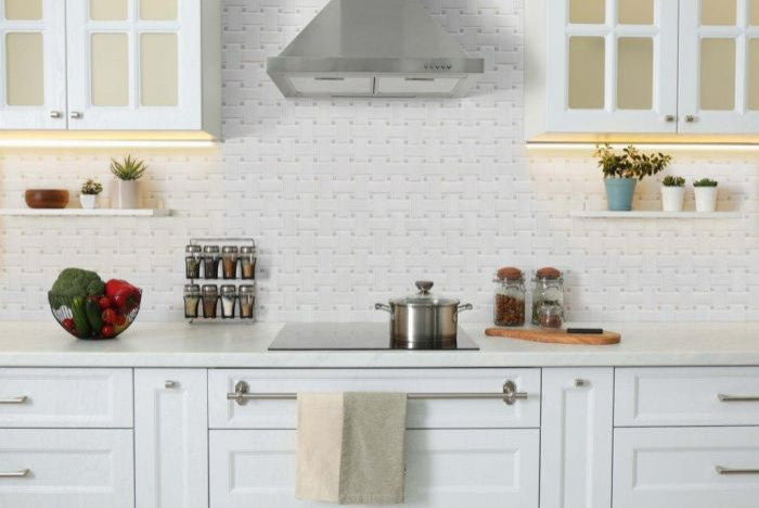 White And Gray Basketweave 6Mm Matte Porcelain Mosaic, 15 Sheets