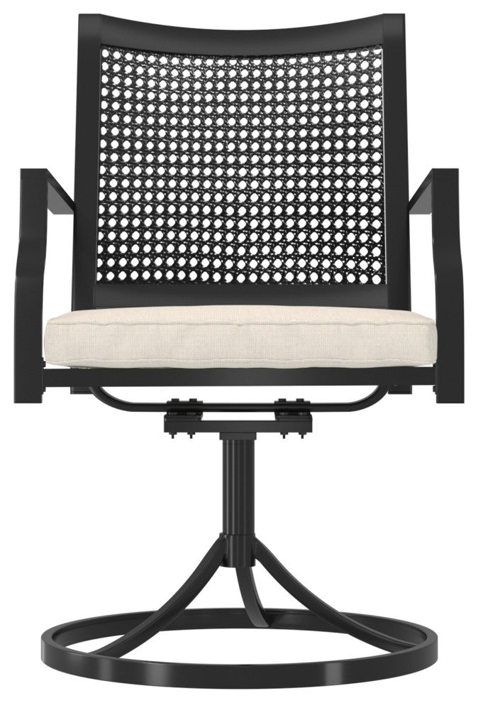 CASAINC 2 Textilene Fabric Iron Frame Swivel Dining Chairs