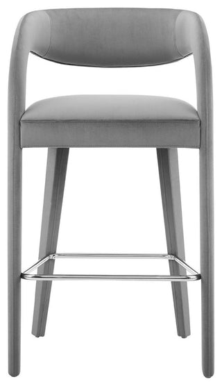 Pinnacle Performance Velvet Bar Stool Set of 2, Gray Silver