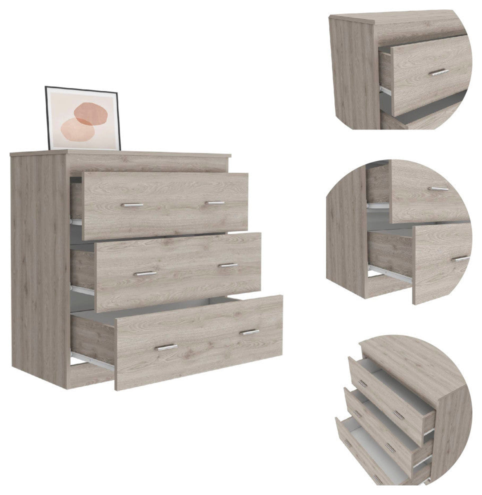 Dove Three Drawers, Light Grey-White