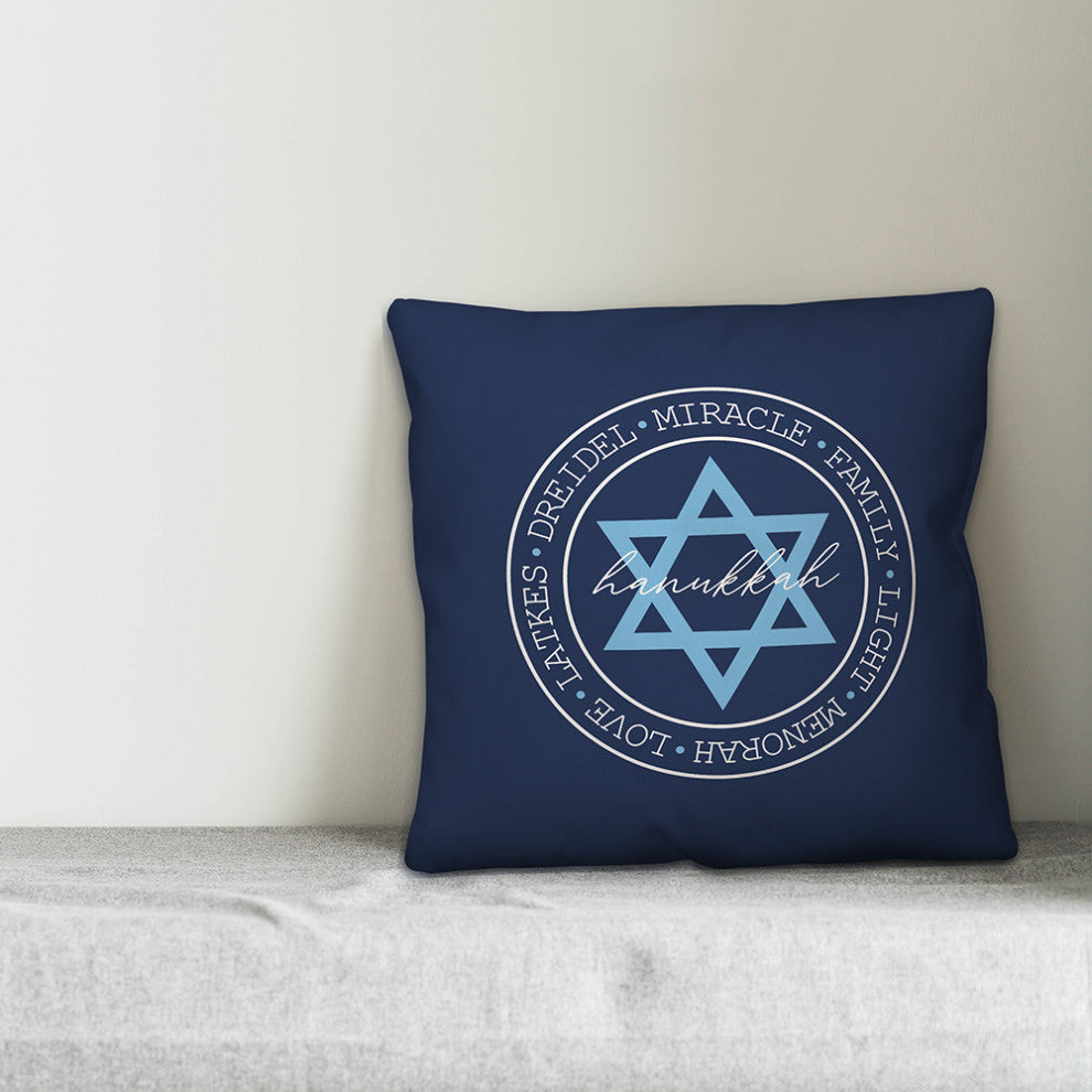 Hanukkah Circle Words 16"x16" Throw Pillow