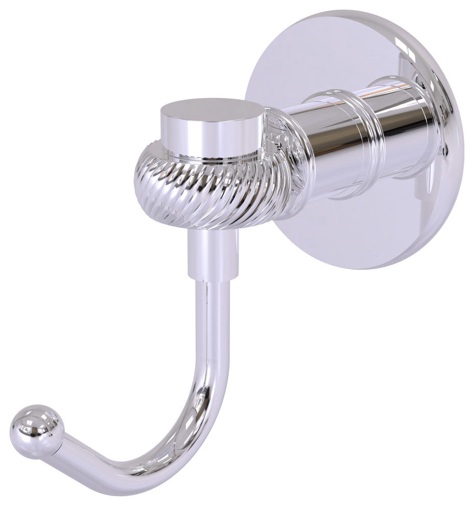 Continental Robe Hook With Twist Accents, Polished Chrome