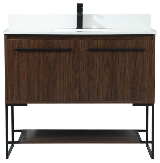 Sue 40" Single Bathroom Vanity, Walnut, With Backsplash
