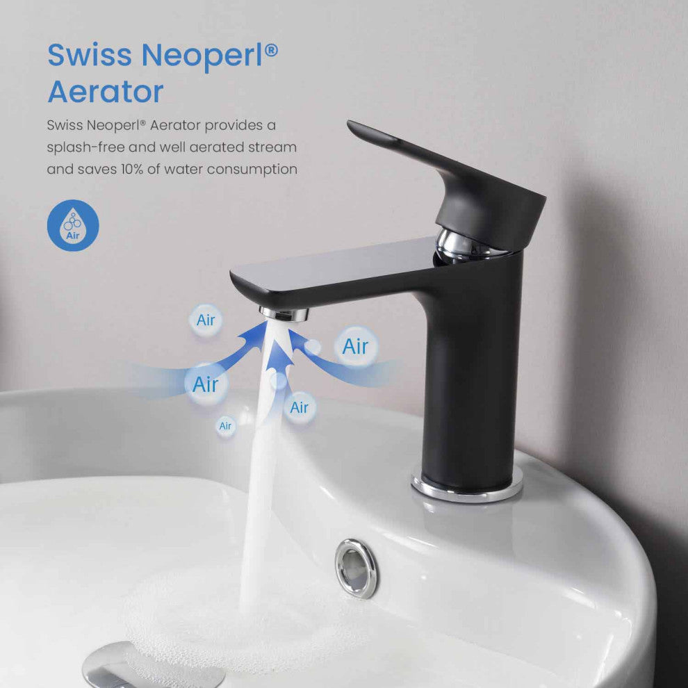 Tender Single Handle Bathroom Sink Faucet, Chrome/White