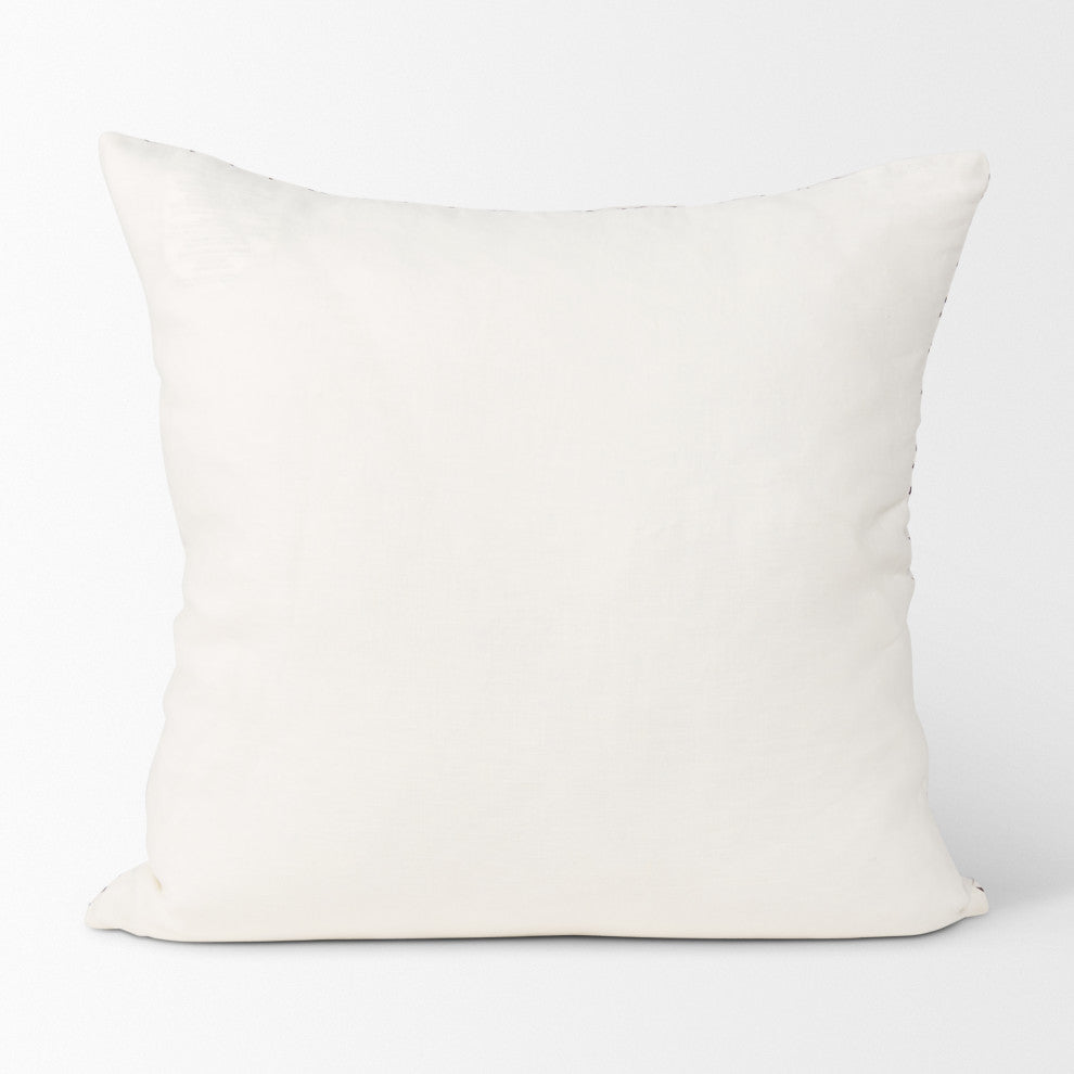 Jayden Cream With Merlot Print Linen Square Decorative Pillow Cover