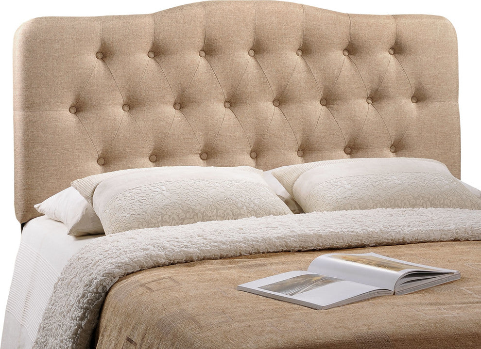 Annabel Queen Upholstered Headboard, Beige