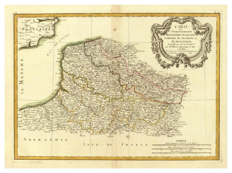 "Flandre francoise, Artois, Picardie, Boulenois, 1785" Paper Art, 24"x18"
