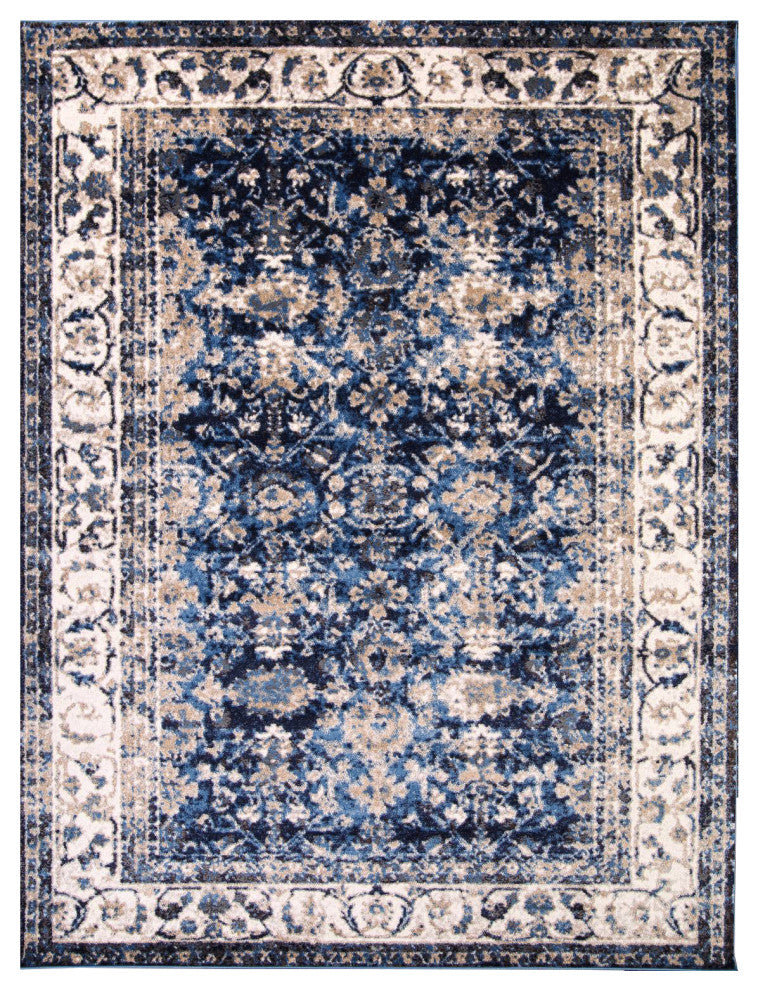 Distressed Agra Traditional Oriental Area Rug, Blue, 3x5''