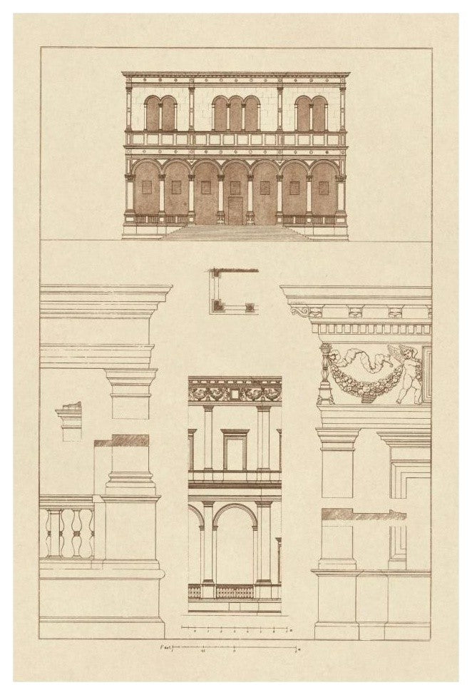 "Palazzo del Consiglio at Padua, Villa Farnesia" Print by J. Buhlmann, 22"x32"
