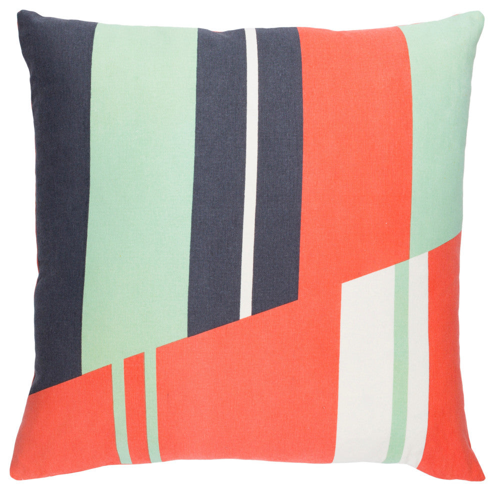 Surya Lina INA-007 20"x20" Pillow Kit, Orange/Charcoal/Mint/Cream