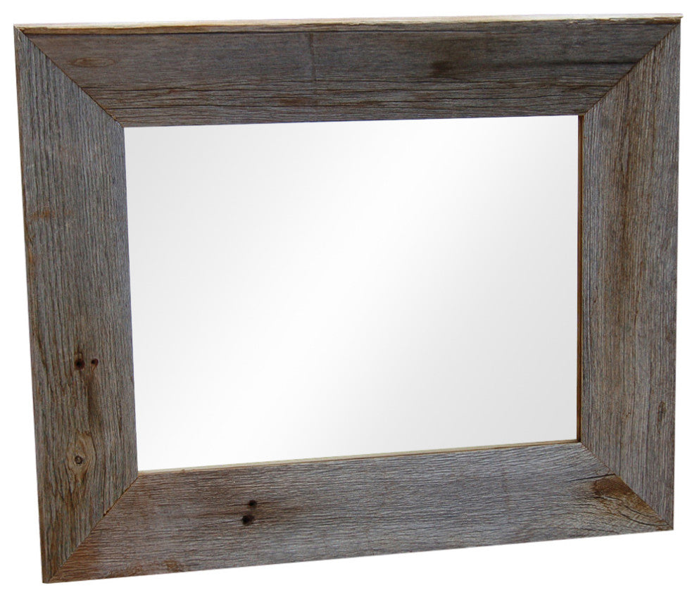 Rustic Mirror, Aspen Style With Beveled Barnwood Edge, 16"x20"
