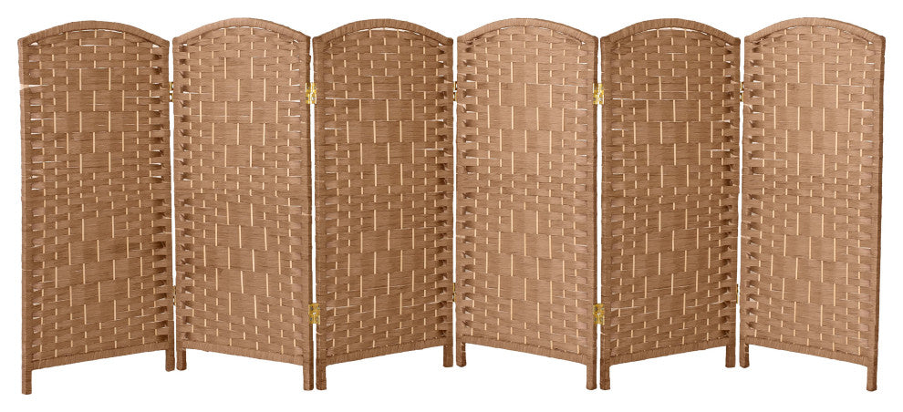 3 ft. Short Diamond Weave Fiber Room Divider Natural 6 Panel