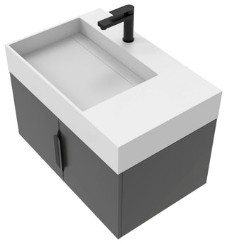 CastelloUSA Amazon 30" Left Wall Mounted Bathroom Vanity Set, Black, White Top, Black Handles