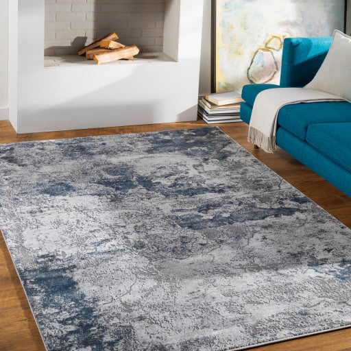 Surya Tibetan TBT-2318 5'3"x7'7" Rug, Navy/Denim/Light Gray/White