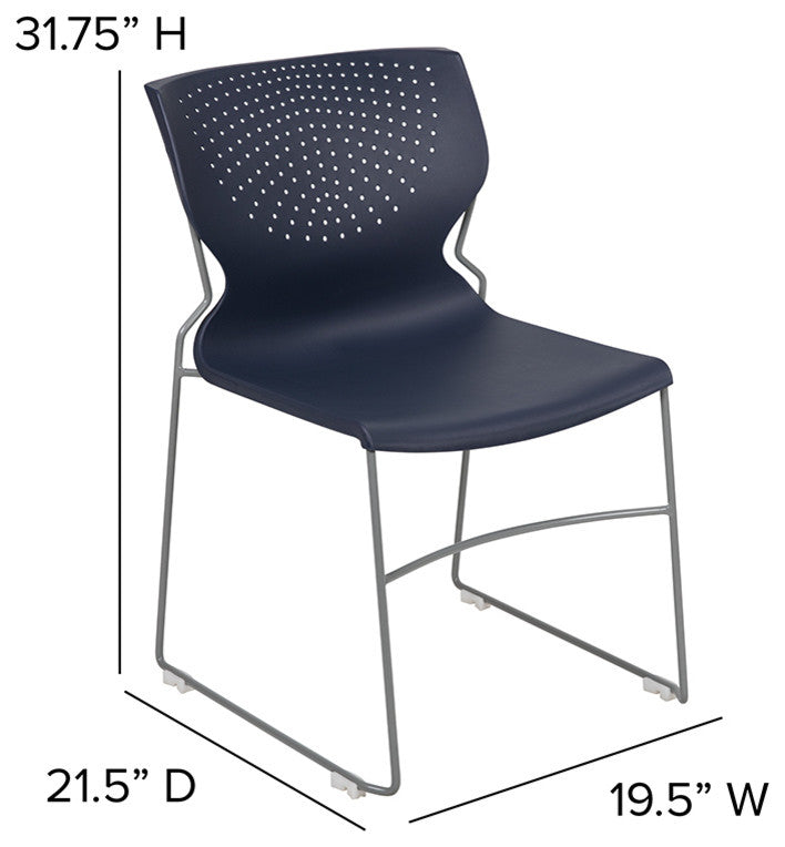 HERCULES Series Full Back Stack Chair With Powder Coated Frame, Navy