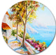 House And Sea In The Fall, Landscape Disc Metal Artwork, 23"