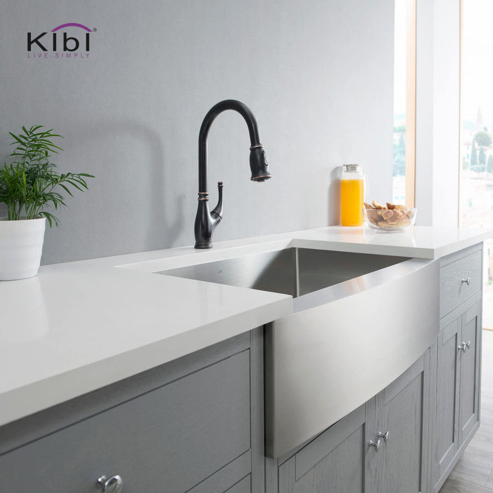 Summit Single Handle Pull Down Kitchen Faucet, Oil Rubbed Bronze, W/ Soap Dispen