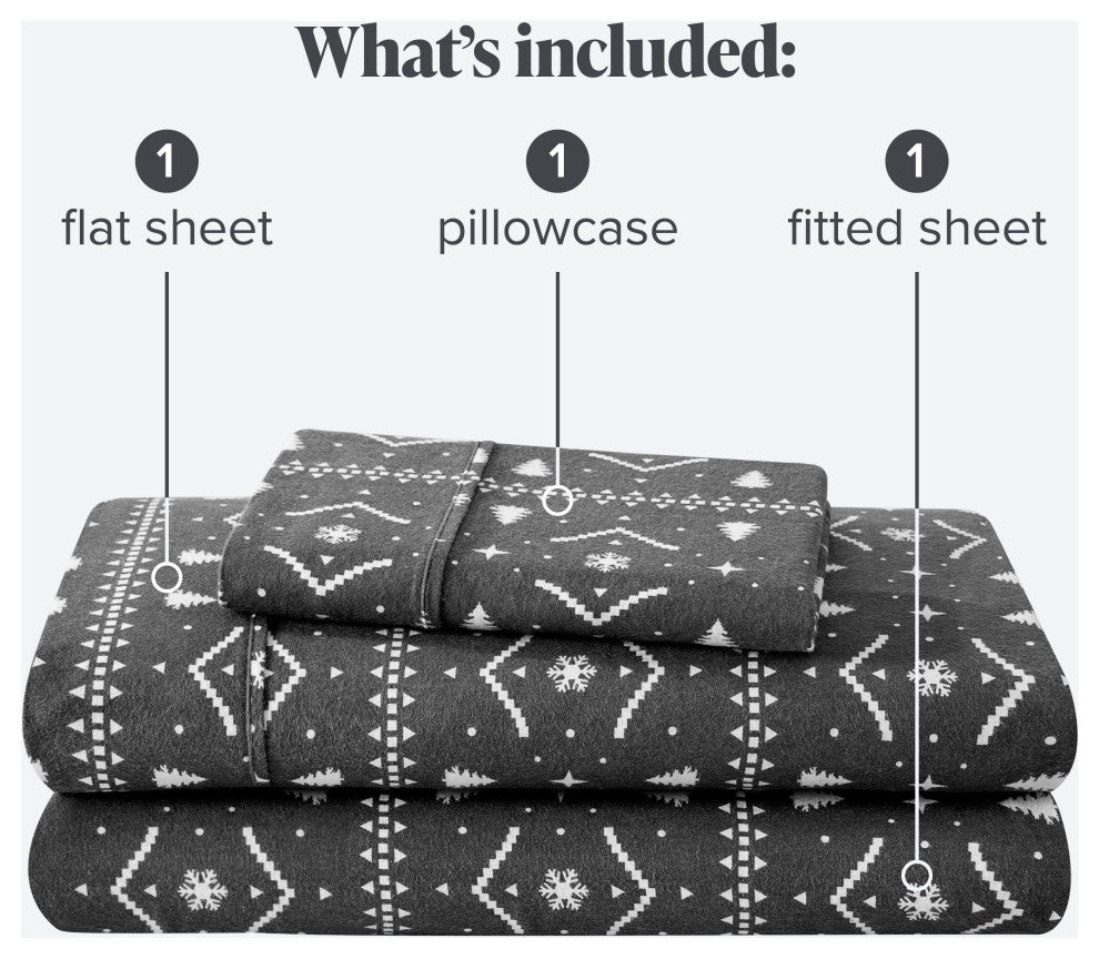 Bare Home Cotton Flannel Sheet Set, Alpine, Twin Xl