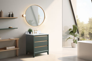 Vanity Art Bathroom Vanity With Sink, Vintage Green, 30" Single