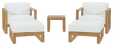 Upland 5 Piece Outdoor Patio Teak Set, Natural White