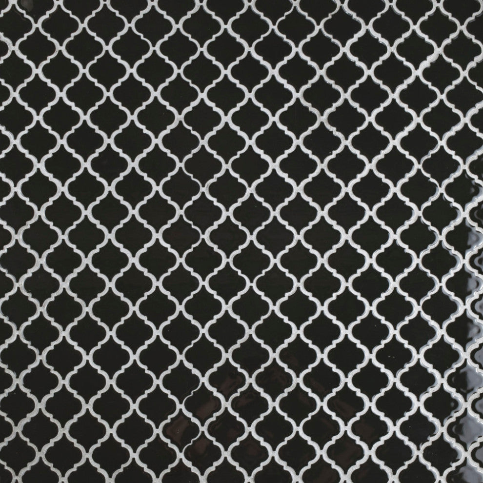 Hudson Tangier Mosaic Floor and Wall Tile, Glossy Black