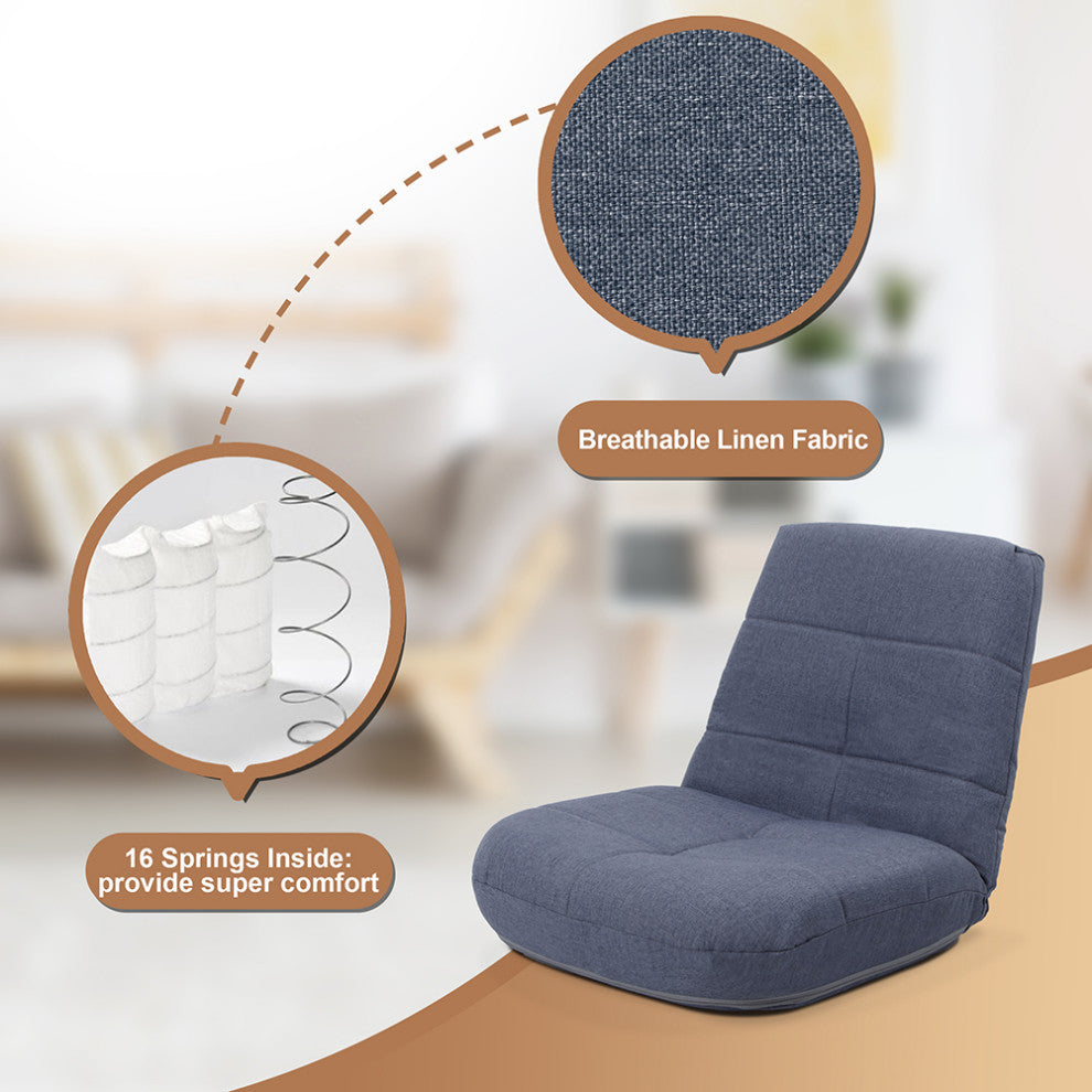 Easy Lounge, Adjustable Padded Floor Chair with Back Support, Bluish Grey