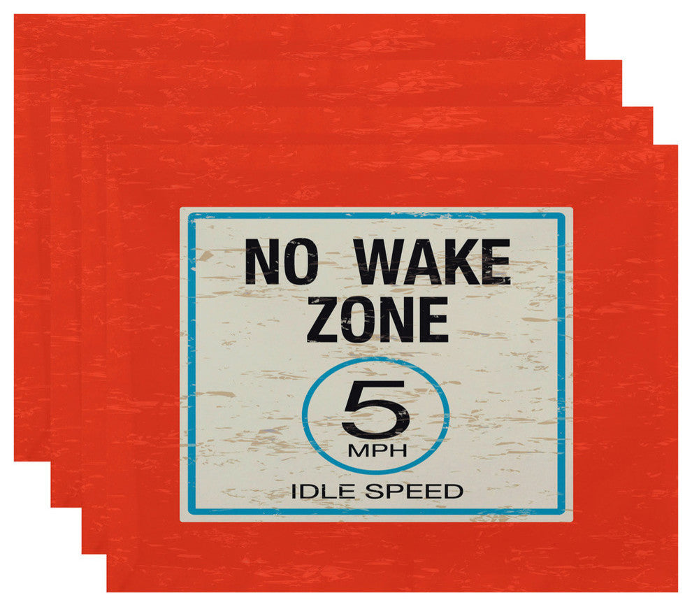 18"x14" No Wake, Word Print Pacemat, Orange, Set of 4
