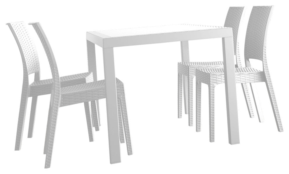 Orlando Wickerlook Square Dining Set 5 Piece With Florida Side Chairs, White