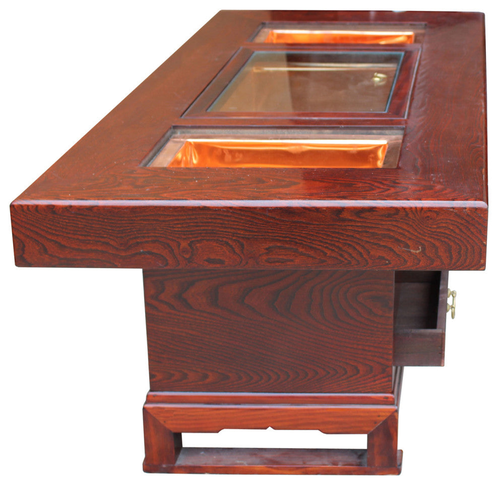 Oriental Rectangular Bold Thick Wood Drawers Coffee Table Hcs5305