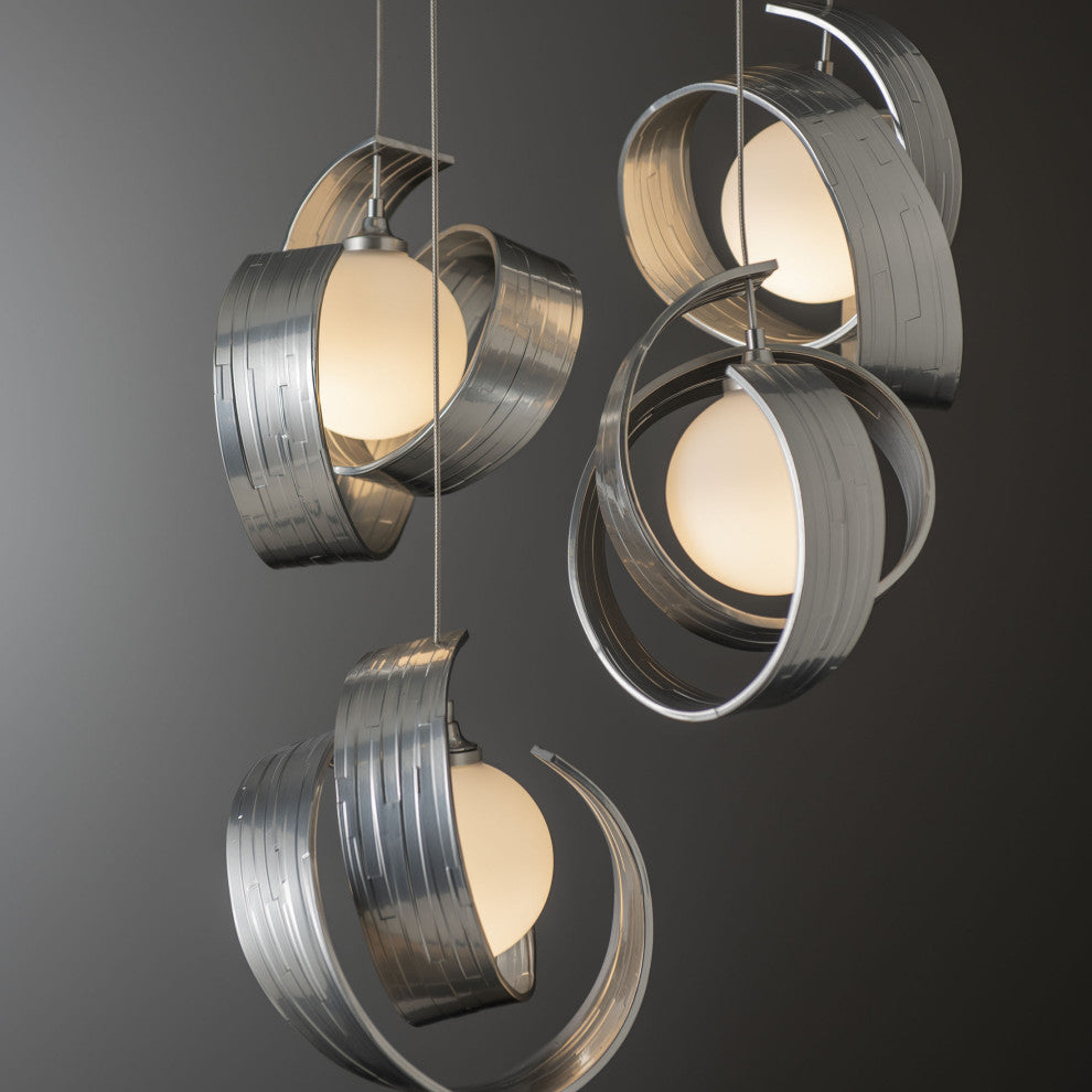 Riza 5-Light Pendant Sterling Opal Glass Standard