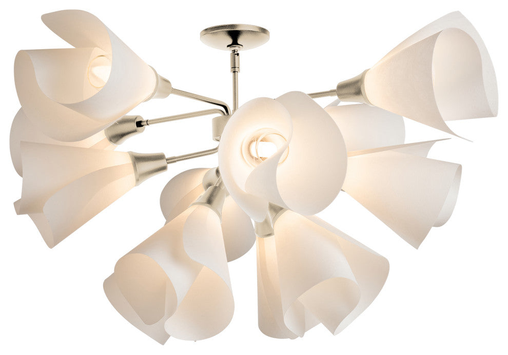 Mobius 12-Light Semi-Flush, Soft Gold Finish, Spun Frost Shade