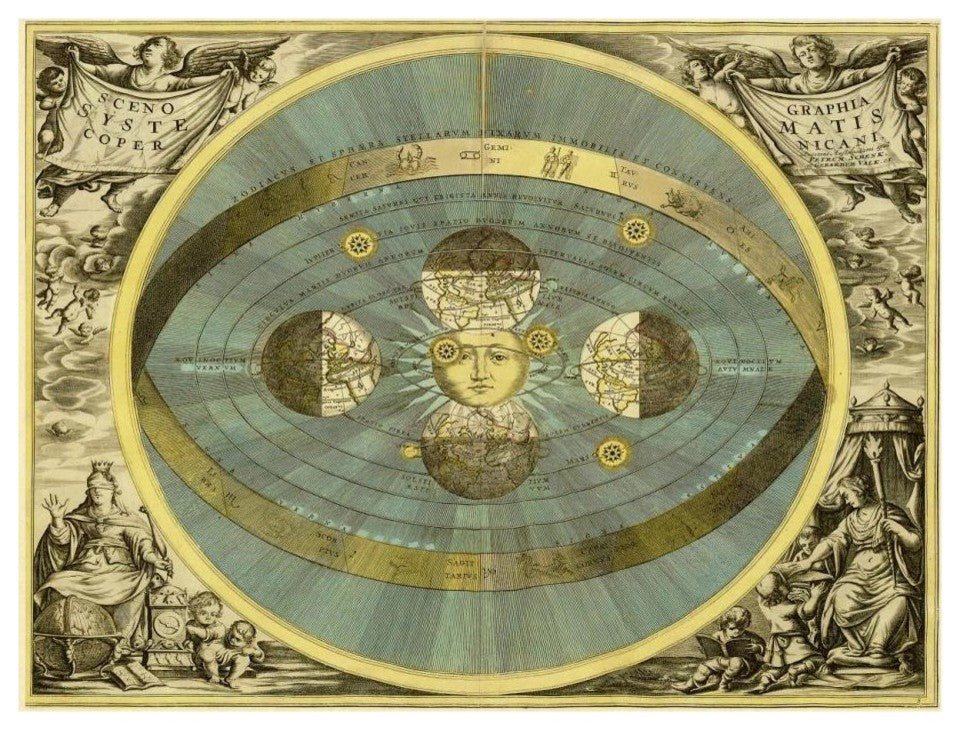 "Maps of the Heavens: Sceno Systematis Copernicani" Paper Art, 26"x20"