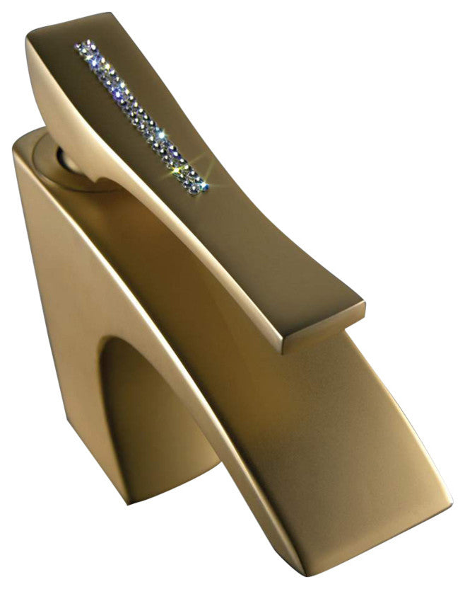Skip Diamond Luxury Faucet with Swarovski Crystals, Satin Gold
