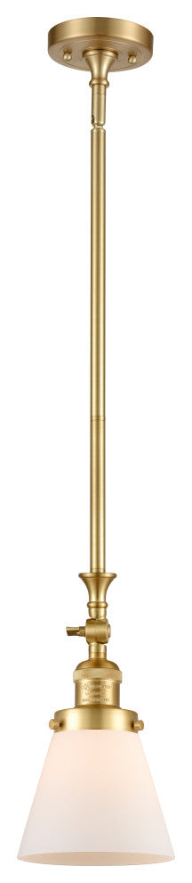 Small Cone 1 Light Mini Pendant, Satin Gold, Matte White