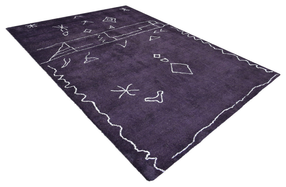 HAND KNOTTED LOOM SILK AREA RUGS-5'x8',Rectangle,Brown White,Contemporary