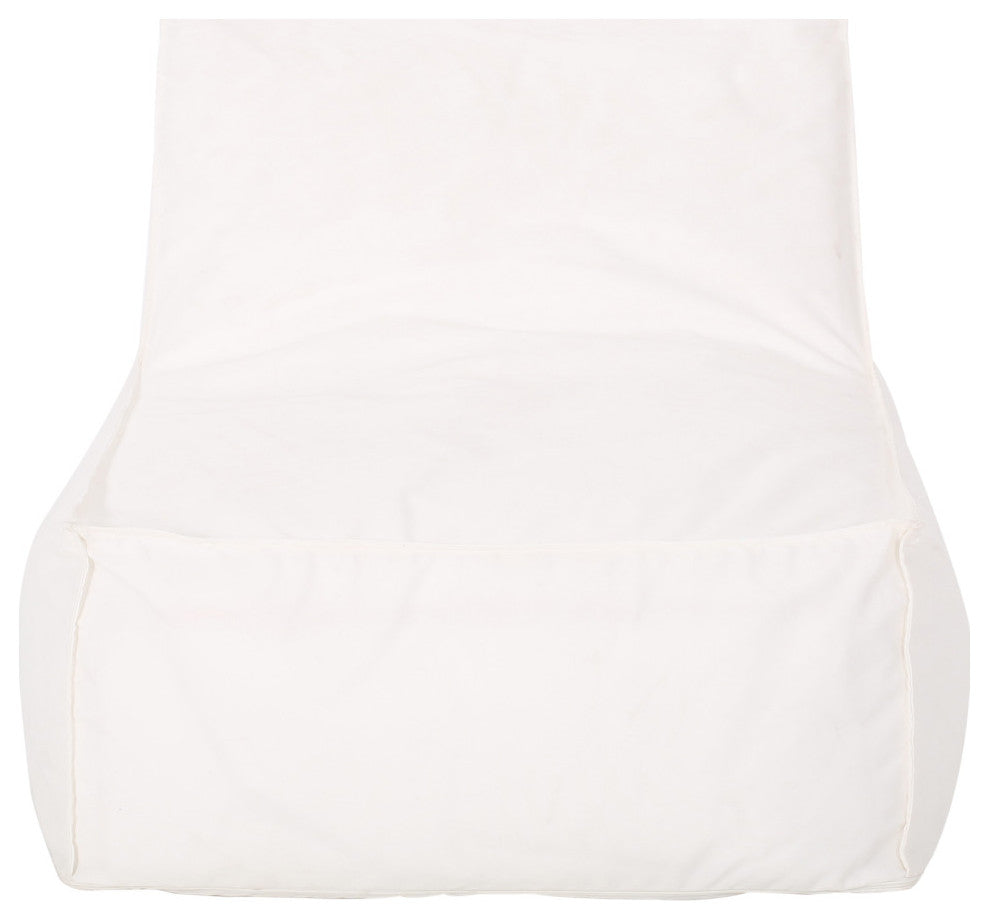 GDF Studio Tulum Outdoor Water Resistant Fabric Bean Bag Lounger, White