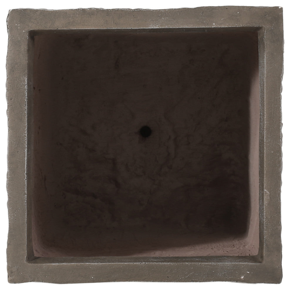 Berkamn Outdoor Large and Small Cast Stone Planters, Set of 2, Brown Wood
