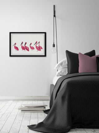 "Bright Pink Flamingos" Framed Painting Print, 30"x20"