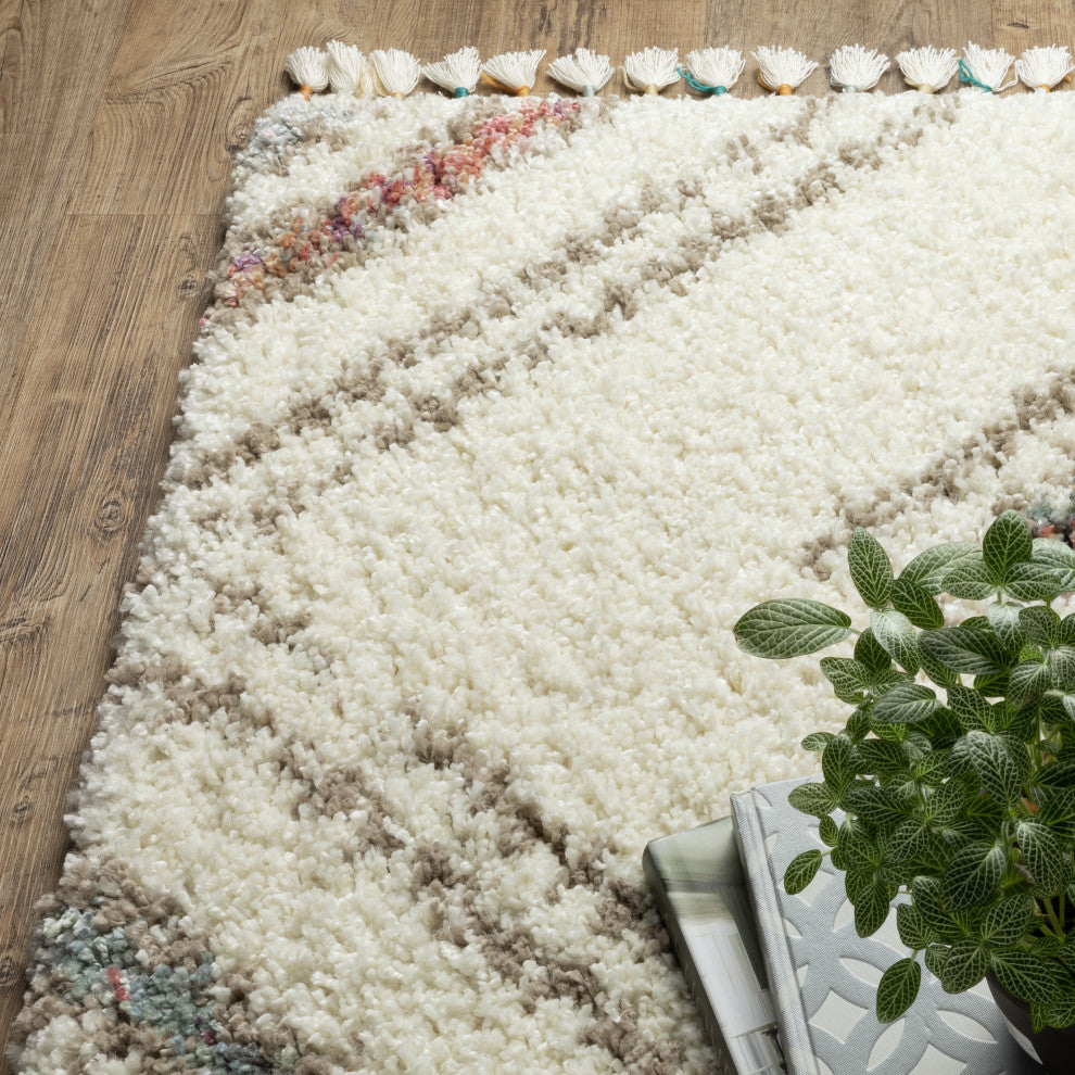 Aurora Southwest Ivory/Multi Indoor Area Rug, Ivory, 6'7" x 9'6"
