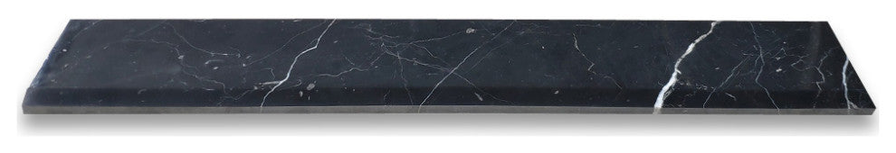 Nero Marquina Black Marble 6x36 Threshold Saddle Single Beveled Tile, 1 piece