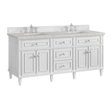 Lorelai 72" Double Vanity, Bright White, 3 CM Eternal Jasmine Pearl Top