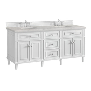 Lorelai 72" Double Vanity, Bright White, 3 CM Eternal Jasmine Pearl Top