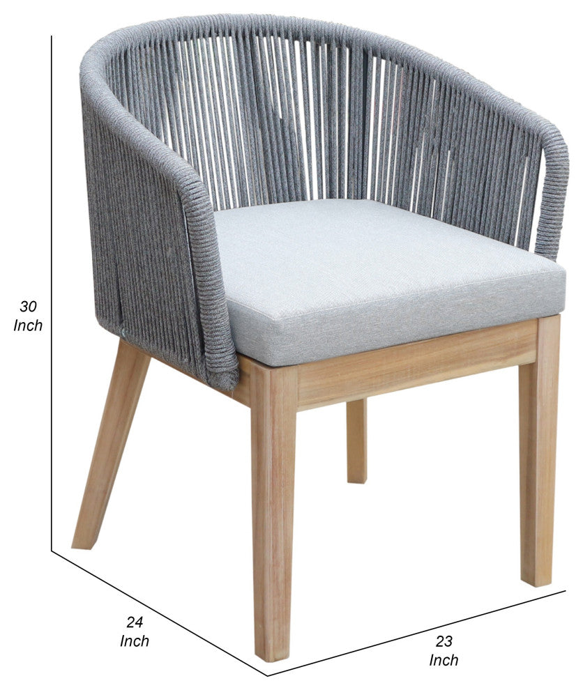 Benzara BM287737 Dexi 24" Set of 2 Dining Chairs, Acacia Wood Frame, Gray