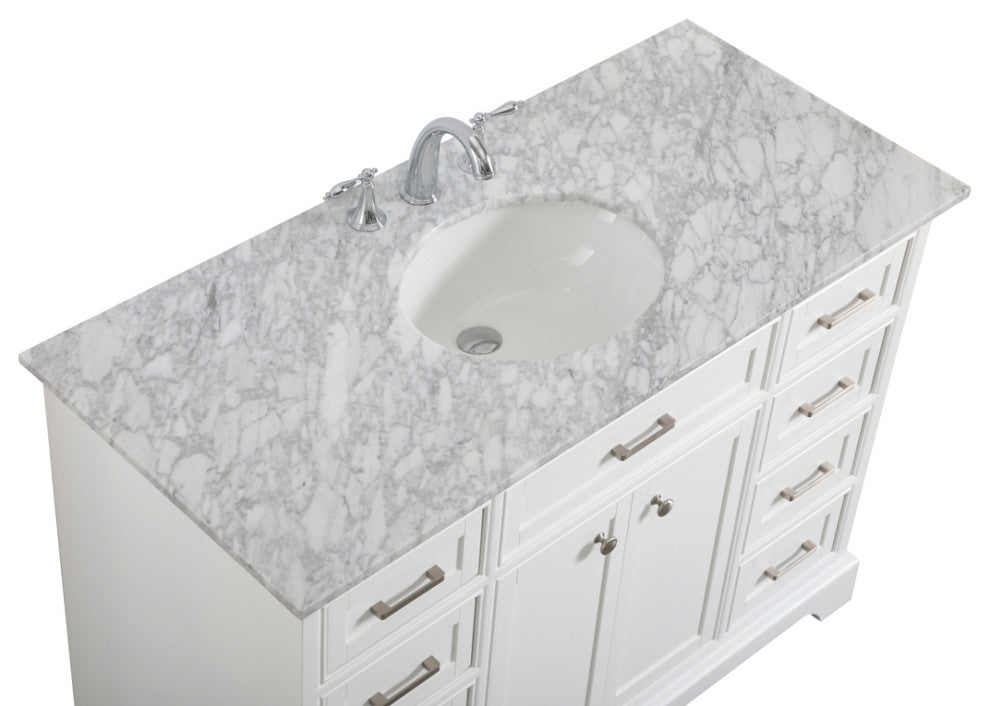 Amber Single Bathroom Vanity, Blue, White, 48"