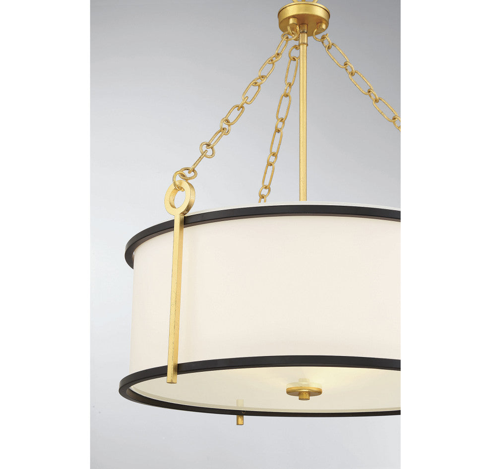 Kian 3-Light Pendant, Matte Black With True Gold
