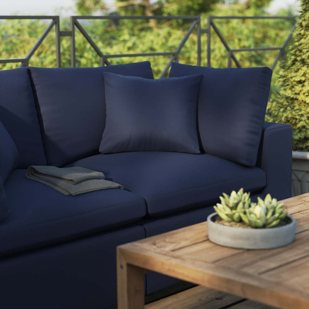 Modular Lounge Loveseat Deep Sofa, Blue Navy, Modern, Outdoor Patio Hospitality