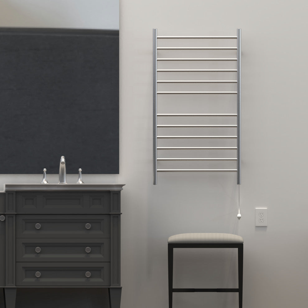 Amba Radiant Large Hardwired Straight Heated Towel Rack, Brushed